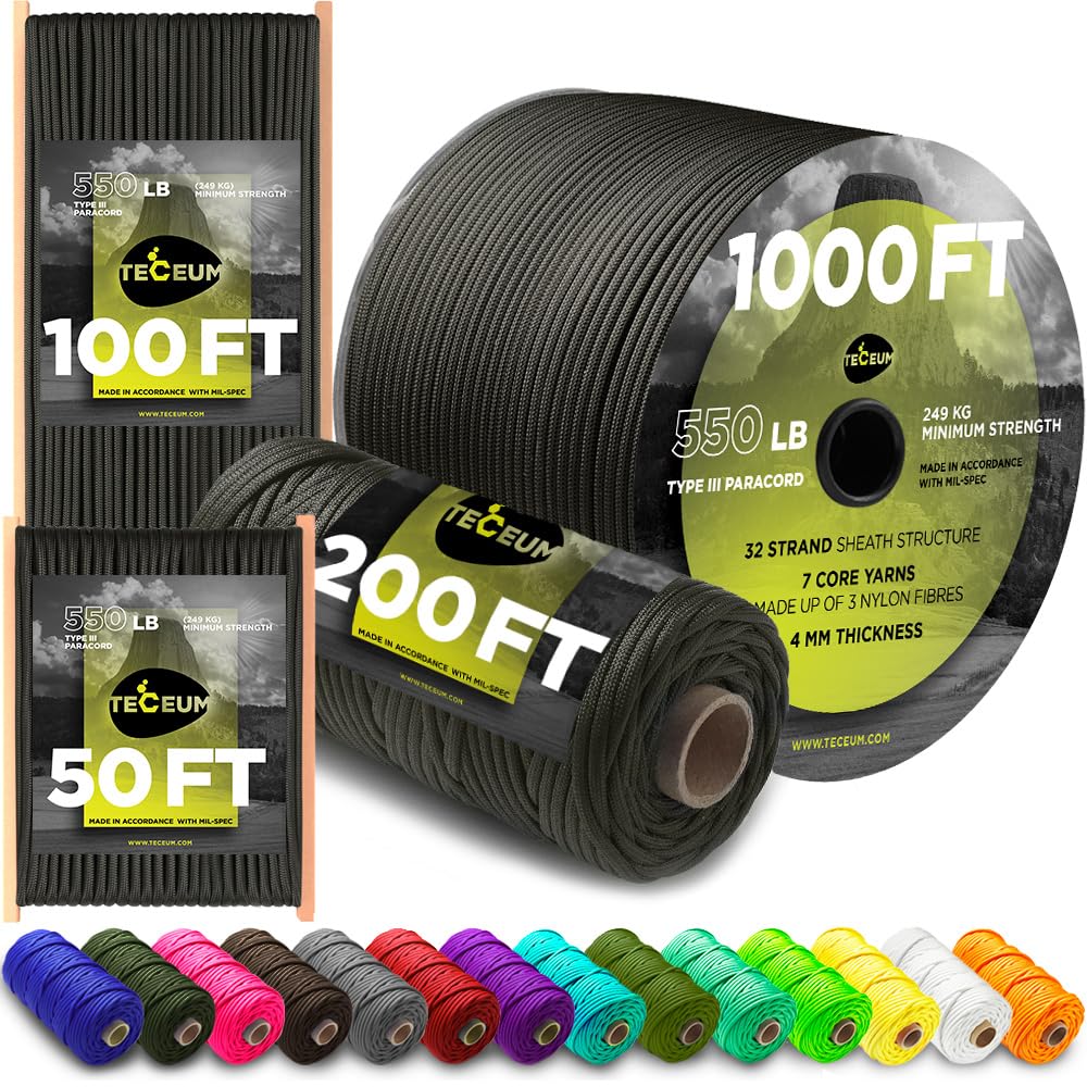 TECEUM Paracord Rope Type III 550 – Tactical MIL-SPEC – Outdoor para Cord