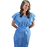Disposable Patient Exam Gown, 2XL (50 Count) – Blue – SMS Nonwoven, Fluid-Resistant, Latex-Free – Includes Separate Tie Belt – DG Disposable Gowns | Made in USA | Medical Exam Apparel