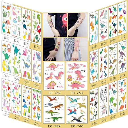 Etiquetas engomadas del tatuaje del dinosaurio