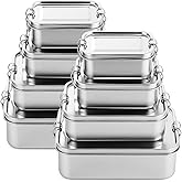 Umigy 8 Pcs Stainless Steel Food Containers 550/850/1400/2400 ml Metal Bento Lunch Box Stainless Steel Food Storage Containers, Lockable Clips to Leak Proof, Reusable Dishwasher Snack Boxes for Work