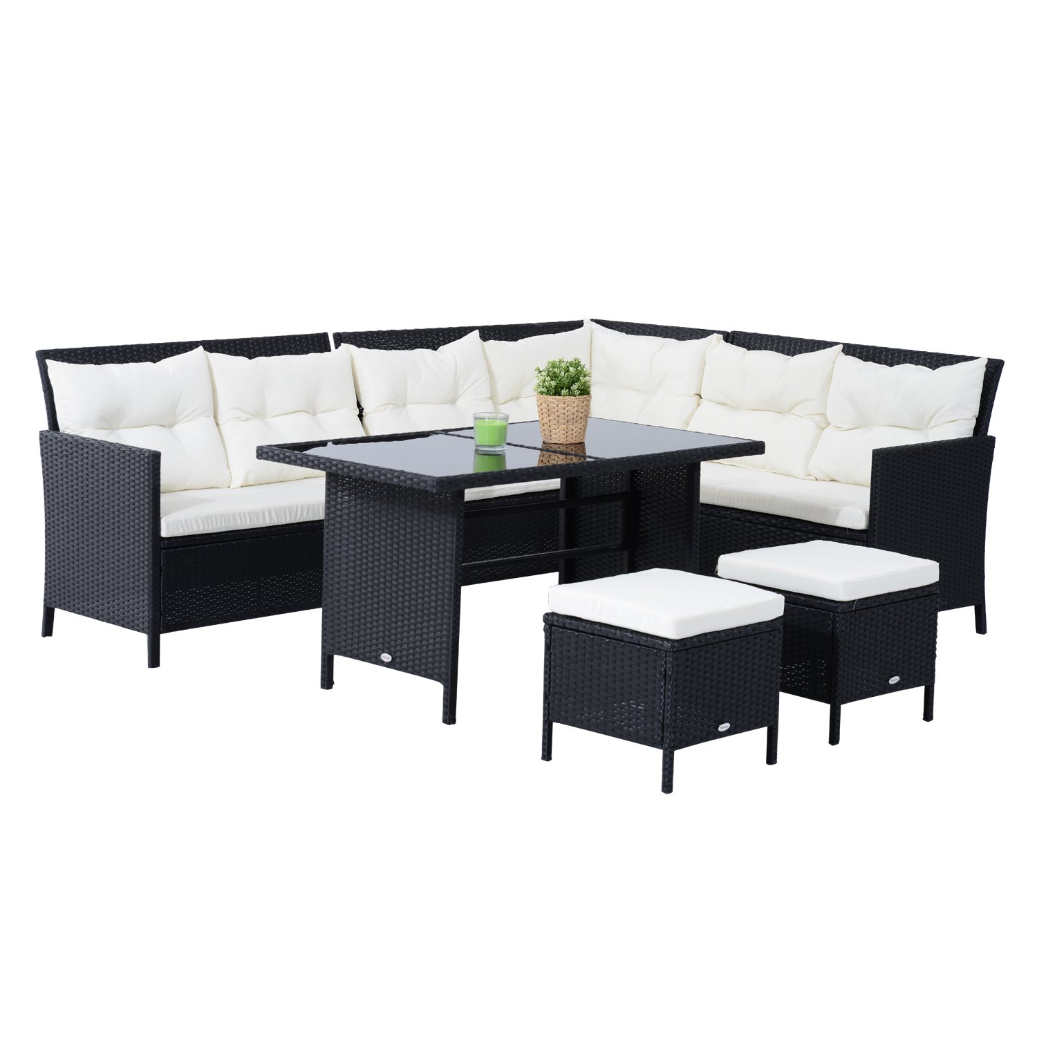 Buy Outsunny 6 PC Garden Rattan Corner Dining Sofa Set 7seater Outdoor