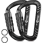 Rhino Produxs 12kN (2697 lbs) Heavy Duty Carabiner Clips, for Securing Pets, Outdoor, Camping, Hiking, Hammock, Dog Leash Harness, Keychains