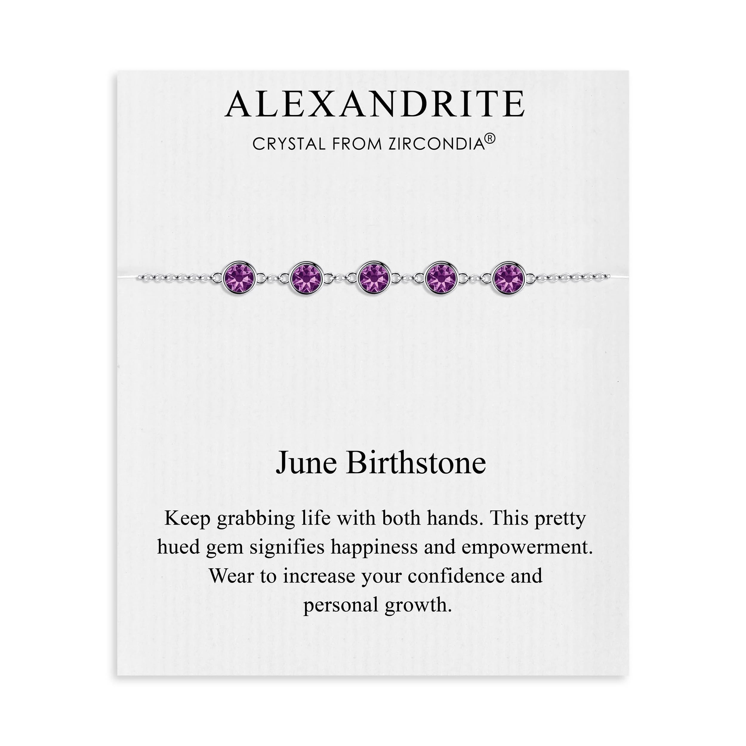 Philip Jones June Birthstone Bracelet Created with Alexandrite Zircondia® Crystals