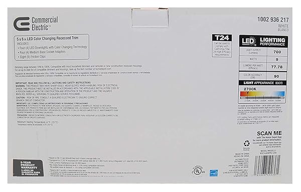 COMMERCIAL ELECTRIC 5/6 IN WHITE INTEGRATED LED ENERGY STAR COLOR CHANGING RECESSED TRIM DOWNLIGHT 8 PACK…