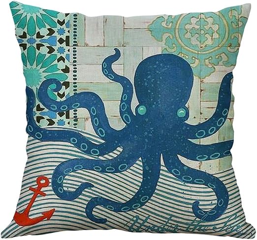 Amazon Com Thsijj Marine Life Throw Pillow Coral Sea Turtle
