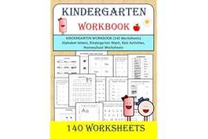 KINDERGARTEN WORKBOOK (140 Worksheets) - Alphabet letters, Kindergarten Math, Kids Activities, Homeschool Worksheets