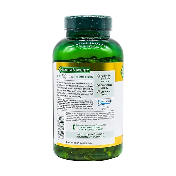 NATURE’S BOUNTY FISH OIL, SUPPORTS HEART HEALTH, 1200 MG, RAPID RELEASE SOFTGELS, 200 CT