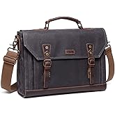 Messenger Bag for Men,Vintage Canvas Leather Canvas Laptop Satchel Shoulder Bag Business Briefcase