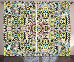 Amazon.com: Ambesonne Moroccan Decor Collection, Aged Old Arabic Design ...