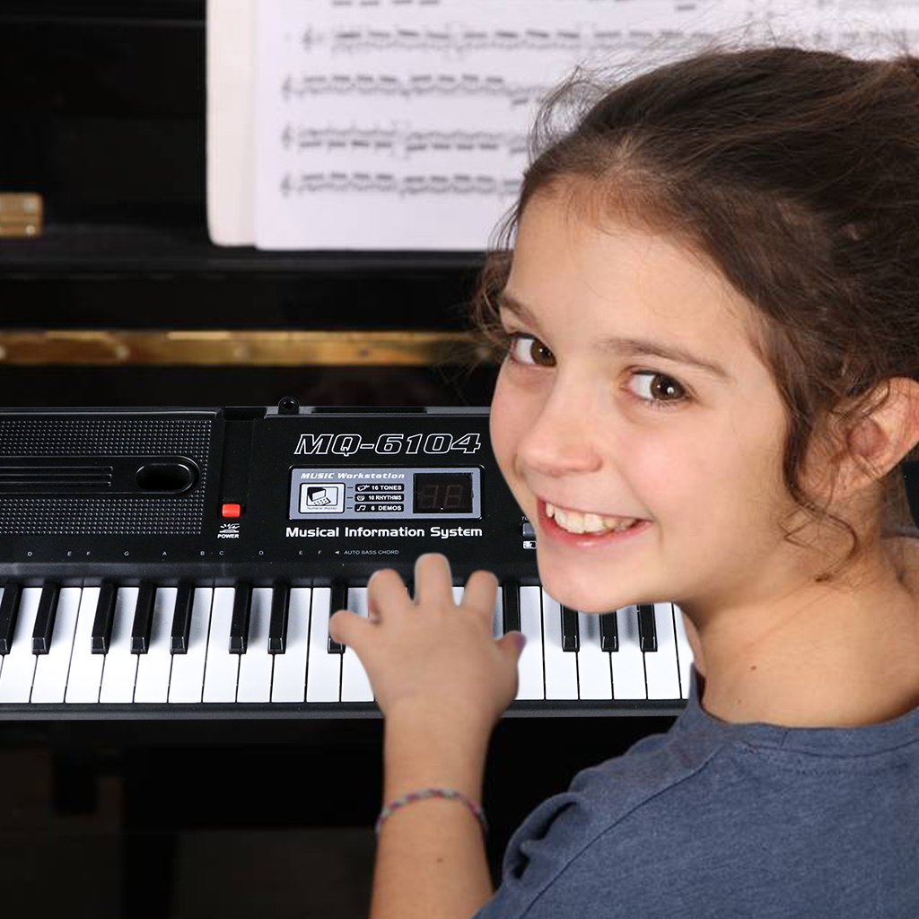 Multifunktions 61 Mini-Tasten Musik Klaviertastatur Tragbare Elektronische Musikinstrument mit Mikrofon Für Kinder Geschenk,ideal für Kinder und Einsteiger,umfangreiche Lernfunktion