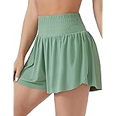 THE GYM PEOPLE Women's High Waisted Flowy Running Shorts 2 in 1 Athletic Workout Skirt Shorts