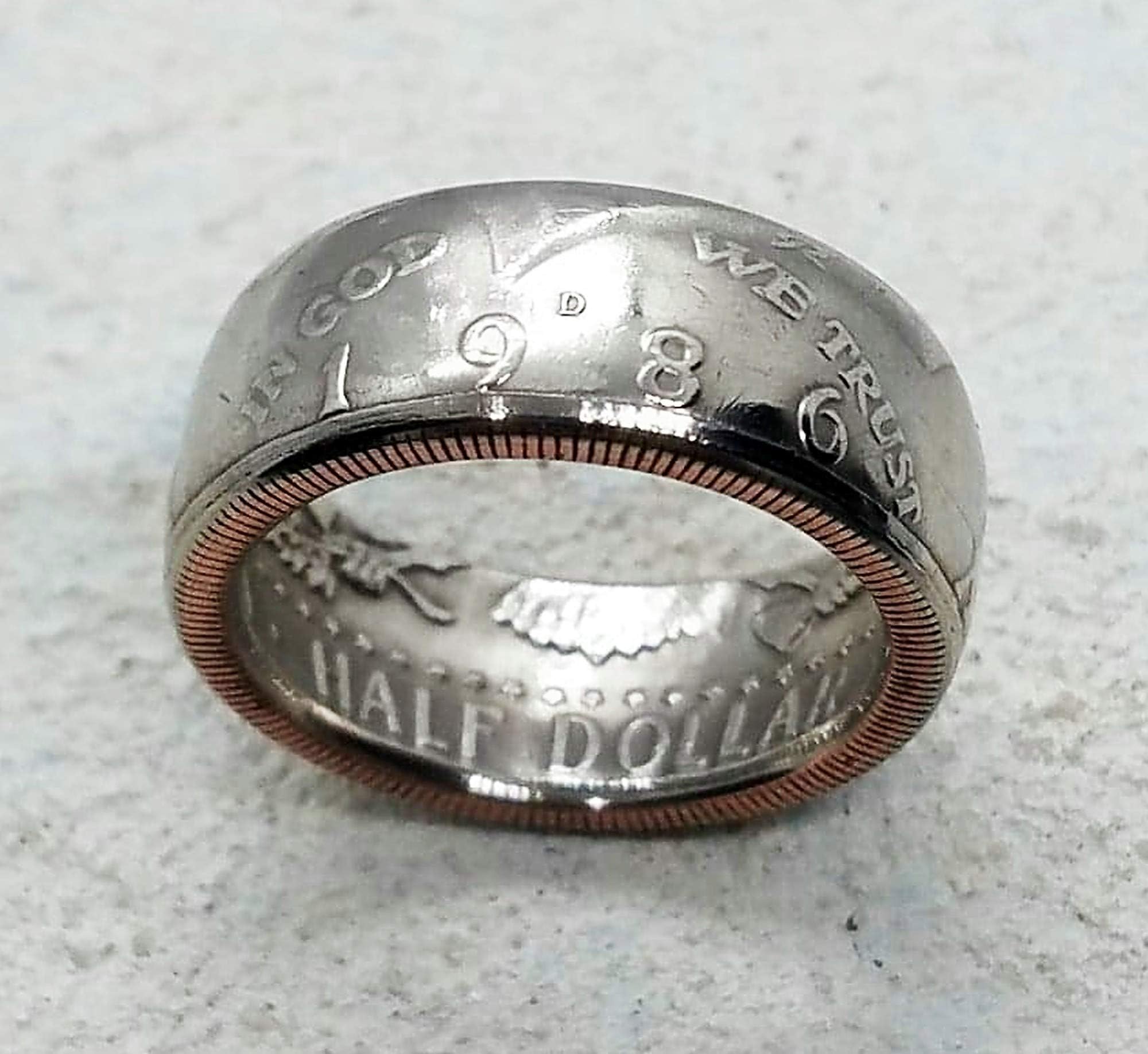 Coin Ring 1986 JFK Half Dollar Coin Ring, Coin Jewelry, 34th Birthday Gift