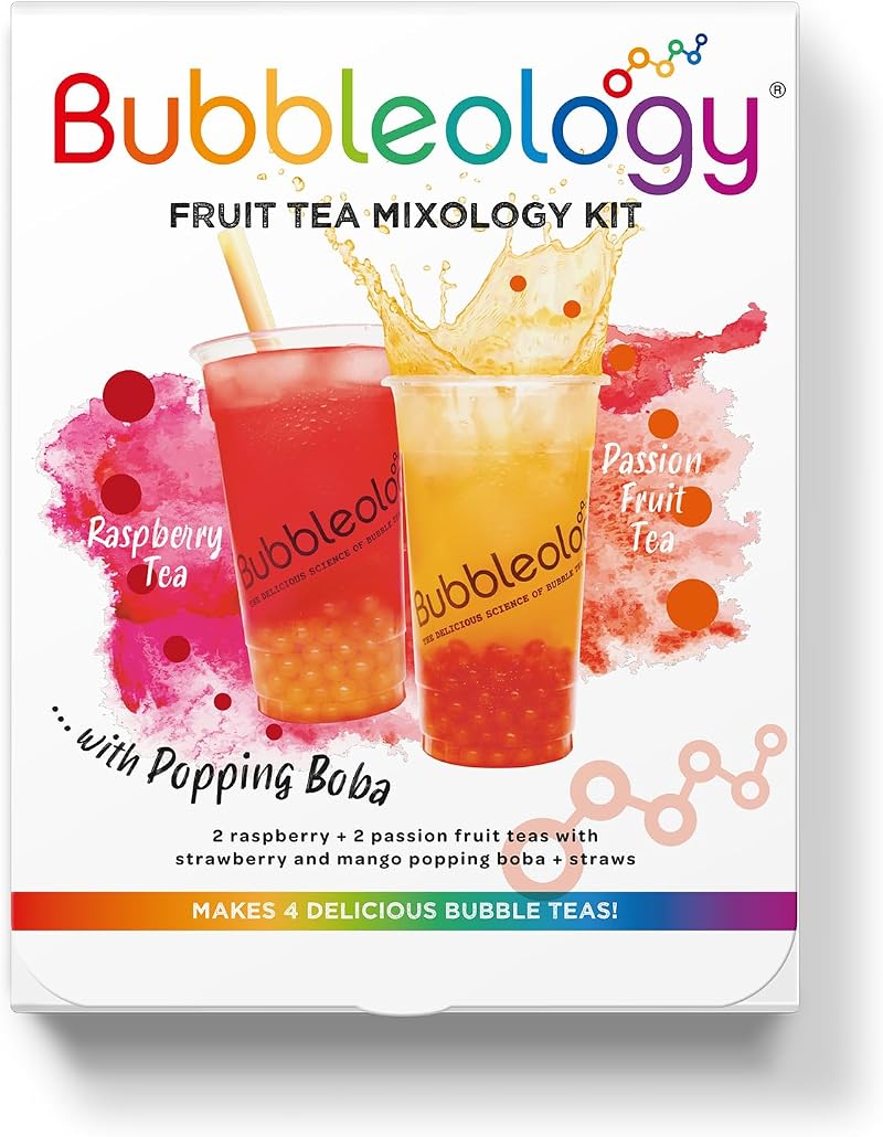 Bubbleology Fruit Bubble Tea Mixology Kit with Popping Boba - 4 Servings