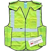 Salzmann Multi-Pocket Safety Vest - High Visibility 5-Point-Breakaway Vest - Made with 3M Reflective Material