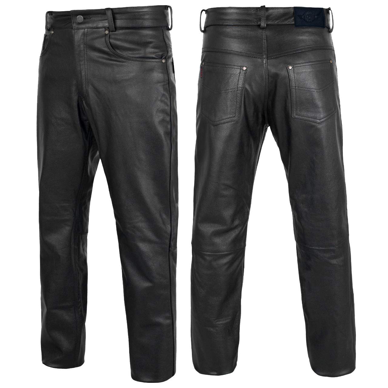 Alpha Cycle Gear Leather Motorcycle Pant for Bikers Rider Moto Sports Real Cowhide Leather for Men (Black, WAIST/32)