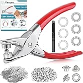 PAXCOO 803Pcs Grommet Tool Kit 6mm 1/4 Inch Eyelet Kit with 400Pcs Eyelets Grommets, 400Pcs Washers and Grommet Eyelet Pliers