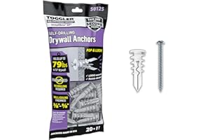 TOGGLER SnapSkru SP Self-Drilling Drywall Anchor for Hollow Walls, Made in The USA, Pack of 20-5/8-in L x 3/8-in Dia Standard Drywall Anchor (Screws Included)