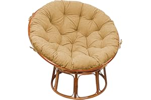 RULAER Papasan Chair Cushion Only Indoor 44 Inch Tufted Durable Round Chair Pads Thickened Hanging Egg Swing Chair Cushion with Non-Slip Ties ([Milled] Khaki)