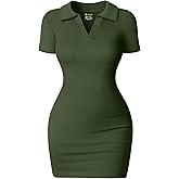 OQQ Women's Mini Dresses Sexy Ribbed Short Sleeve Tummy Control Bodycon Mini Dress