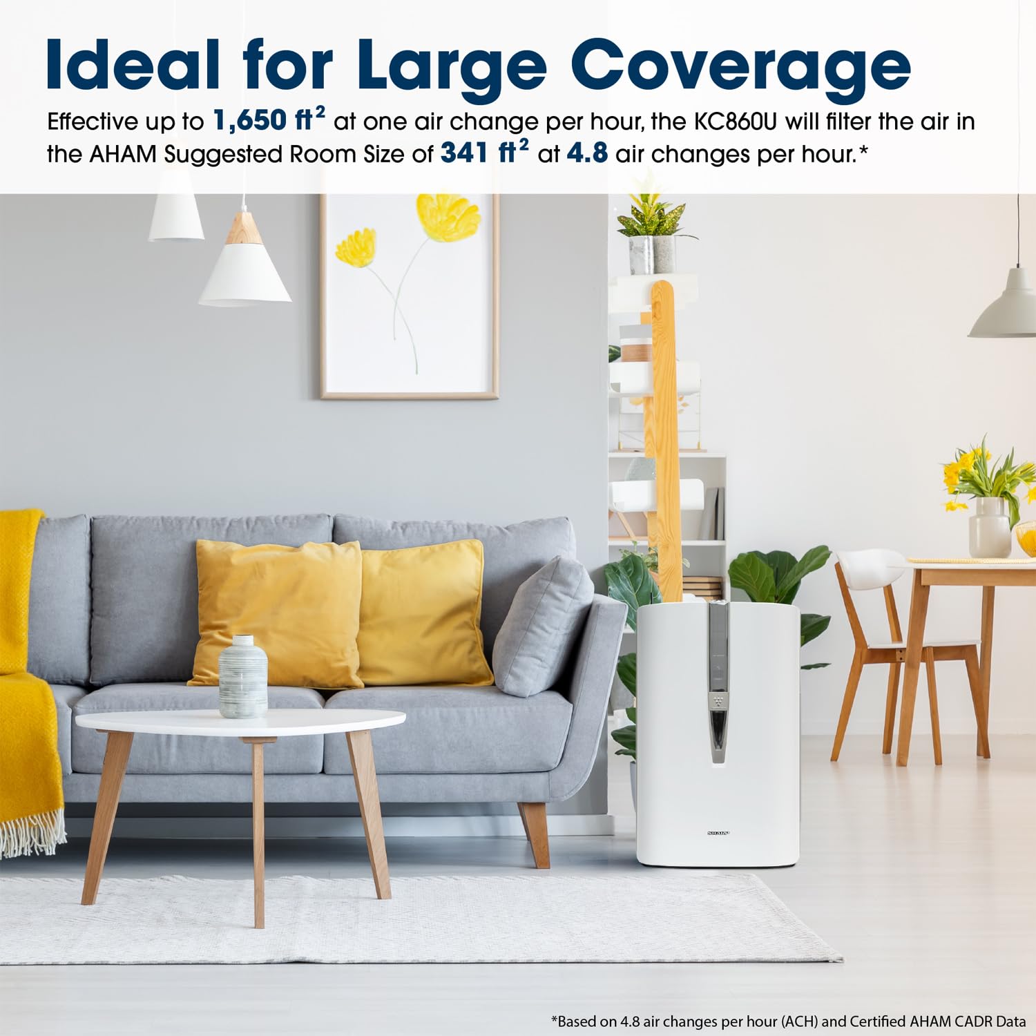 SHARP Air Purifier and Humidifier. Plasmacluster Ion Technology and Triple Filtration, including True HEPA Filter. Covers up to 1,650 sq. ft. for Large Rooms, for Dust, Smoke, and Pollen. KC860U