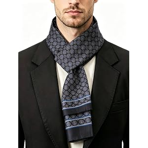 Men's Long Silk Scarf Thin Double-Layer, Double-Sided Scarves for All Seasons