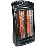 Comfort Zone Indoor Tower Space Heater, Adjustable Thermostat, Radiant Heat, Electric, Infrared Quartz, 2 Heat Settings, Over