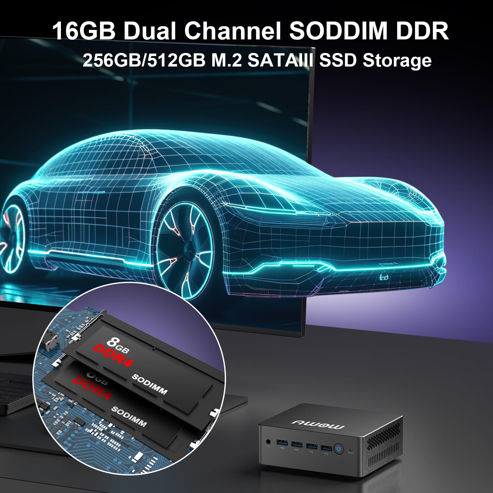 Mua AWOW AK50 Mini PC 16GB DDR4 RAM 256GB M.2 SSD, Dual NIC Mini ...