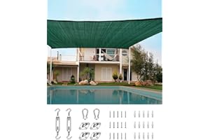 Quictent 185GSM Heavy Duty Square Sun Shade Sail Canopy 98% UV Block Outdoor Sunshades for Patio Garden with Hardware Kit (20 x 20 ft, Square, Green)