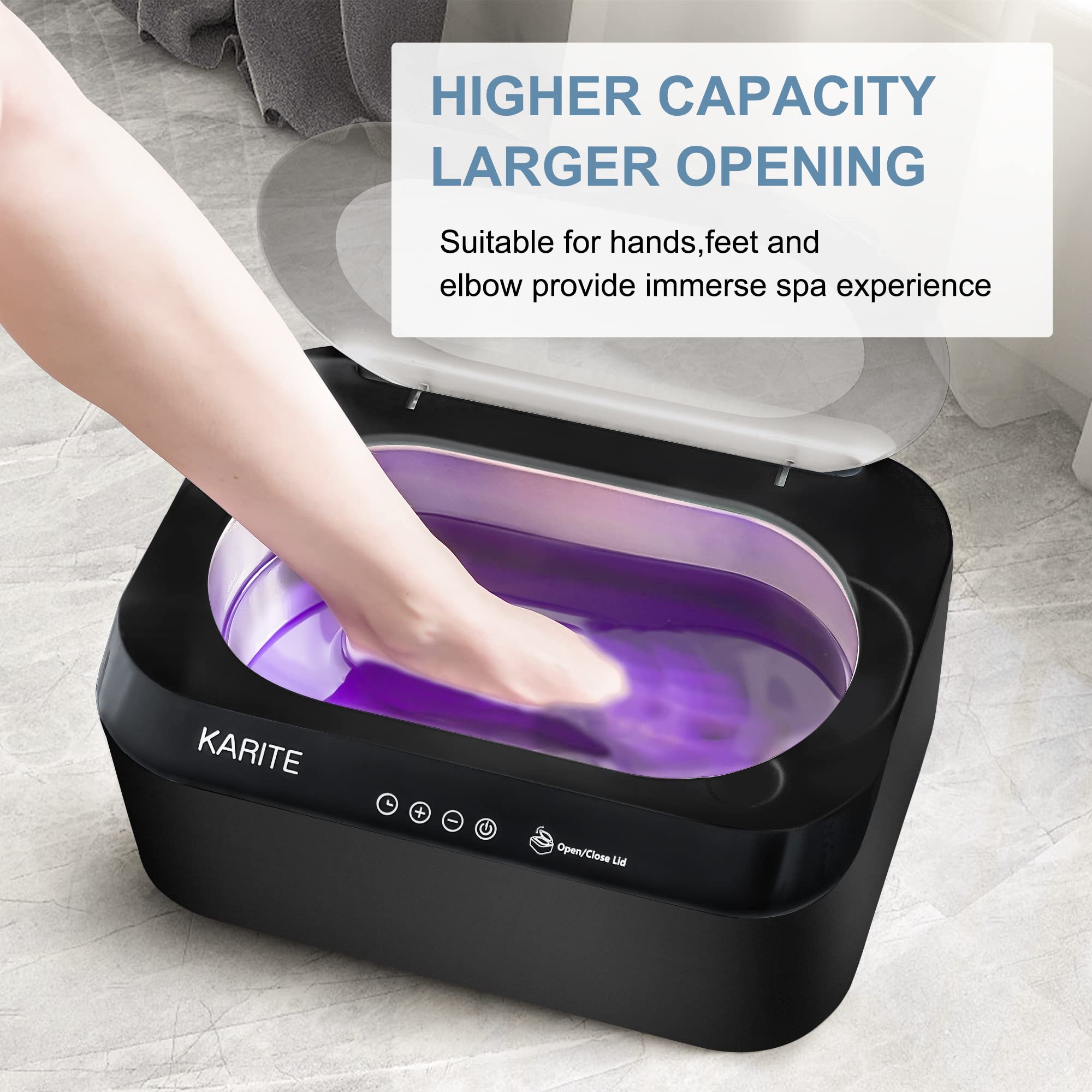 Karite Paraffin Wax Machine for Hands and Feet with Auto Open Lid, Paraffin Bath,20Min Fast Wax Meltdown, Precision Temperature Control, 4500ml Paraffin Warmer with 8Pack Refills