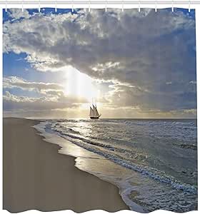 Aliyz Cortina de baño de Tela de velero Cerca de la Playa temática