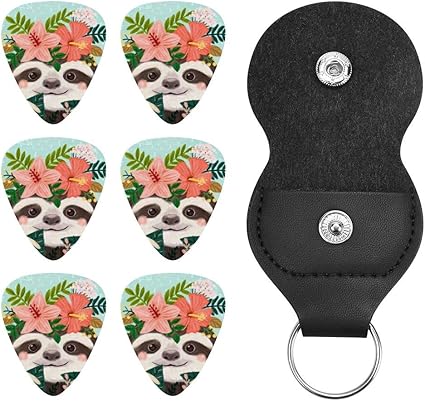 Amazon ギターピック エレキギター用 かわいい柄 ナマケモノ ピック ギターピックセット 収納ケース付き ピック ギター ベース 指先プロテクター ティアドロップ型 指先保護 練習 初心者用 0 46mm 0 71mm 0 96mm 6枚入り ギターピック 楽器