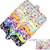 Asenappy Reusable Menstrual Pads - Bamboo Charcoal Menstrual Heavy Incontinence Pads |Sanitary Pads - Pack of 5, 1 Cloth Mini Wet Bag
