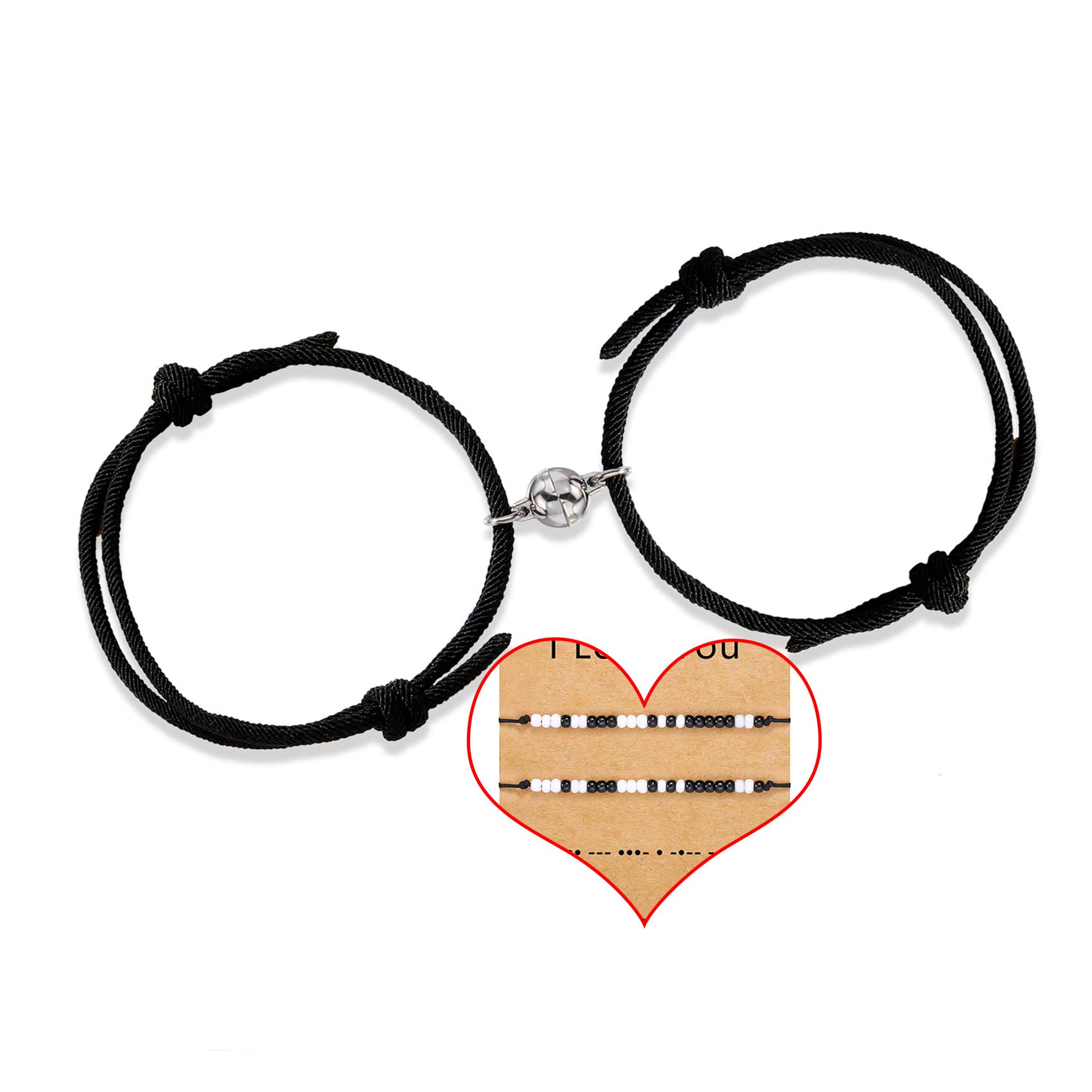 MOROTOLE Magnetic Couple Bracelet Set Mutual Attraction Rope Braided Matching Bracelets For Lover Women Men Bells Vows Of Eternal Love Bracelet Jewelry