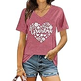 PICKID Grandma Shirts Women in My Grandma Era T-Shirt Graphic Grandmother Tee Casual Mothers Day V Neck Tops
