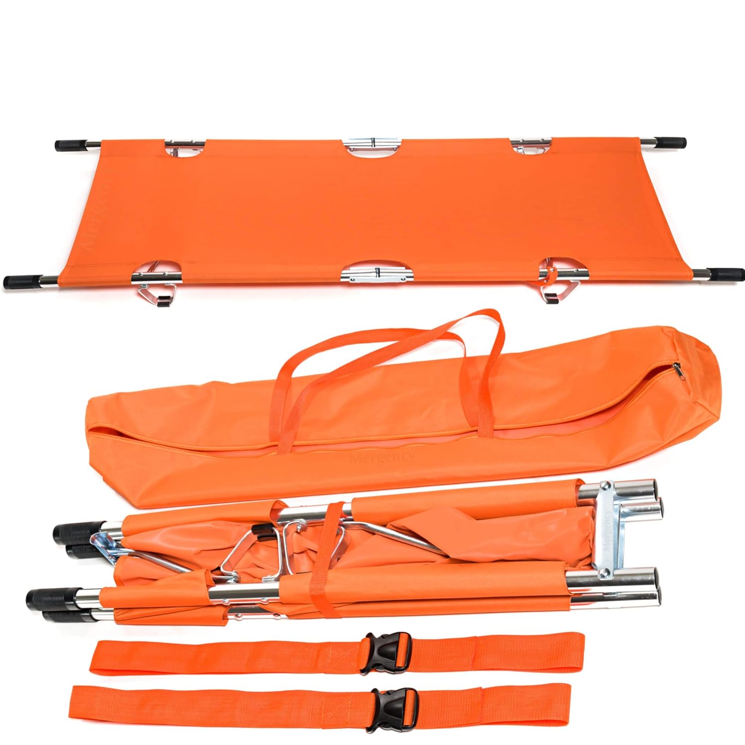 Folding Stretcher Made from Top Grade Aluminum Alloy Gurney Stretcher with Heavy Duty Handles Medical Stretcher with Rubber Feet Portable Stretcher for Patient Transport (Orange): Industrial & Scientific