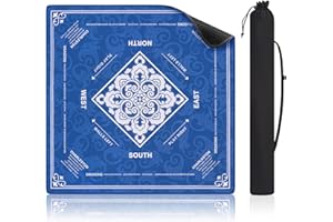 Multi-Purpose Blue Mahjong Mat (32.5"x32.5") with Carry Bag – Water Repellent, Non-Slip Table Cover & Noise-Reducing Board Ga