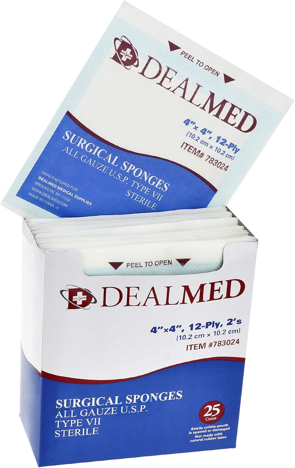 Dealmed Brand Sterile Gauze Pads for Protection of Minor Scrapes, Cuts & Burns, Non-Adhesive & Wound Care Dressing Pads, 12-Ply, 4 in. x 4 in, 600/Case