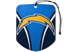 FANMATS 61584 NFL Los Angeles Chargers Hanging Car Air Freshener, 2 Pack, Black Ice Scent, Odor Eliminator, Shield Design with Team Logo