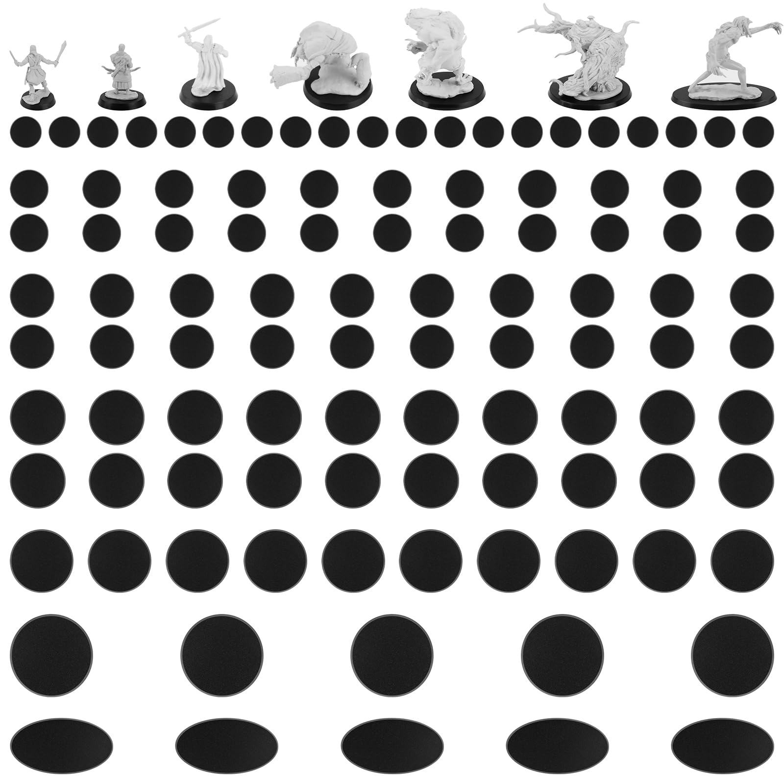 Photo 1 of 100PCS Mix Black Miniature Bases with 7 Different Sizes, Model Base Wargame Accessories for Gaming Miniatures or Wargames Table Top Games