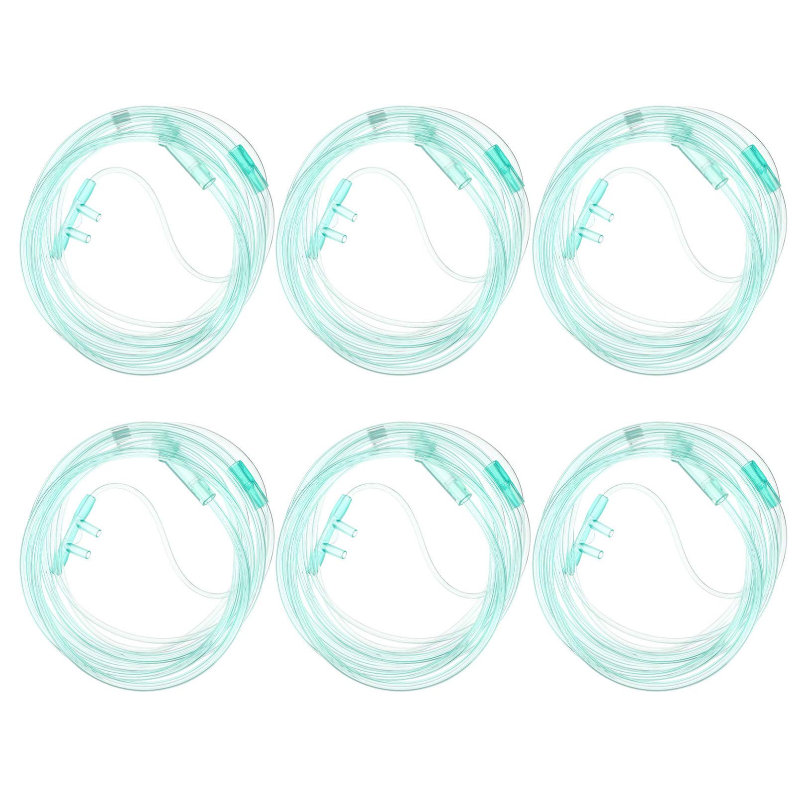 EXCEART 6pcs 2m Nasal Oxygen Cannula Soft Green Tubing for Adults