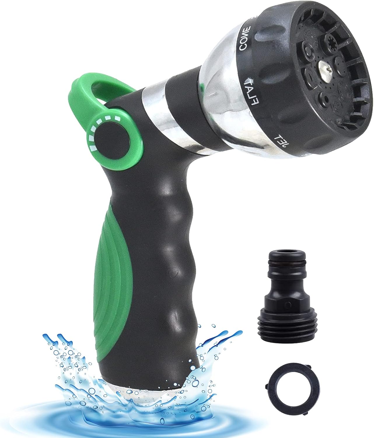 Garden Hose Nozzle Metal Duty Nozzle Hand Sprayer-High Pressure Spray Nozzle Adjustable Spray 8 Patterns Nozzle for Garden Hose, Car Wash,Cleaning,Showering Pets: Home Improvement