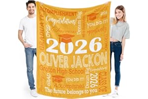 Custom Graduation Gifts Blanket with Name School Personalized Graduation Blankets Class of 2026 for Him Her Customized Blanke