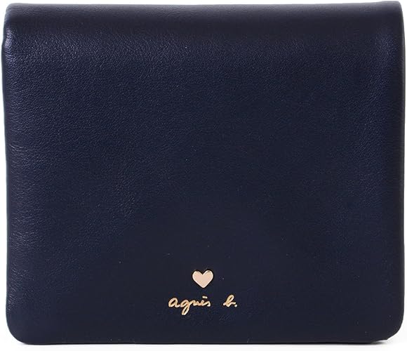 Amazon 名入れ可 アニエスベー ボヤージュ Agnes B Voyage レザー ウォレット 本革 二つ折り 財布 ショップバッグ付 名入れあり ネイビー Agnes B アニエスベー 財布