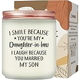 Maybeone Gifts for Daughter in Law - Daughter in Law Gifts for Christmas Mothers Day Birthday Wedding from Mother in Law - I Smile Because You are My Daughter-in-Law - Lavender Scented Candle