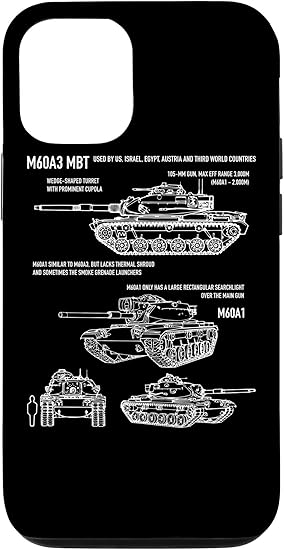 Amazon Com Iphone 12 12 Pro M60a3 Patton Army Tank Blueprint Recognition Gift Case