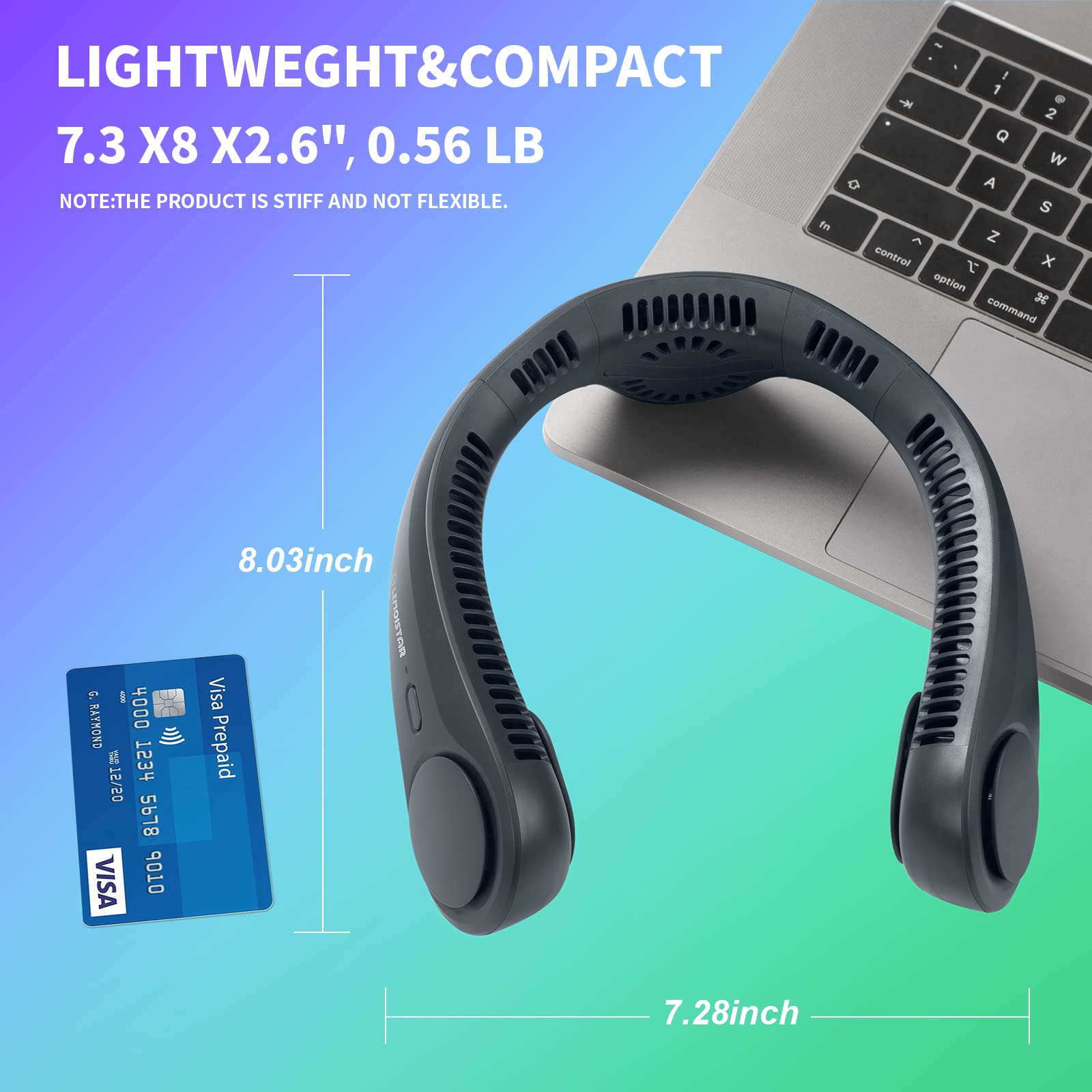 Portable Neck Fan with 3 Motors & 4000 mAh Battery - Hands-Free Wearable Cooling, USB Rechargeable, Battery Operated Personal Cooler ,3-Speed Quiet Bladeless Design for Travel/Office/Home/Work