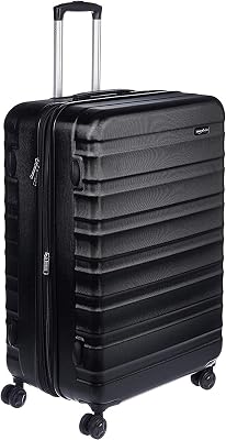 Valise Rigide Grande - Bagage de Voyage Extensible ABS avec 4 Roulettes Doubles Pivotantes - Résistante aux Rayures et Légère - 78 x 52,6 x 32cm - Noir