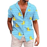 KYKU Men's Casual Button-Down Shirts Hawaiian Shirt Short Sleeve Beach Clothes with Pockets