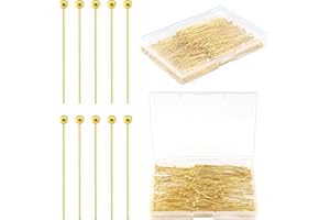 Yumttero 200 Pcs 50mm Straight Ball Pins for Craft Earring Bracelet Necklace Pendant DIY Jewelry Making, Gold Color