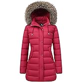 Women's Winter Thickened Down Jacket Warm Long Puffer Coat Waterproof Parka with Faux Fur Removable Hood